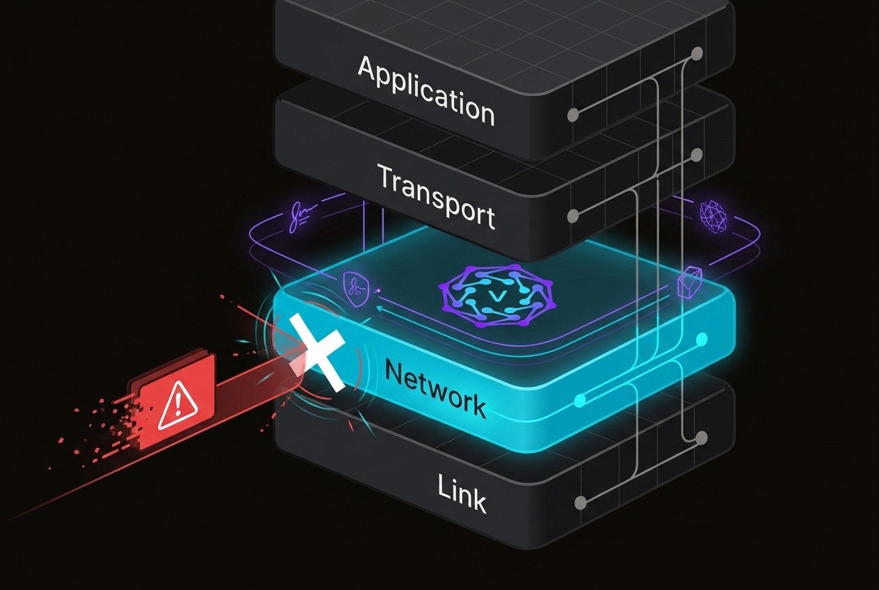 Attack packet dropped at VeilNet network layer before reaching the application